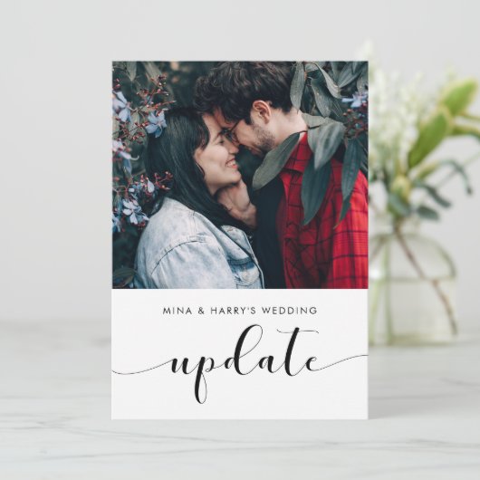 Elegante fotoaankondiging voor trouwupdate aankondiging (Staand voorkant)