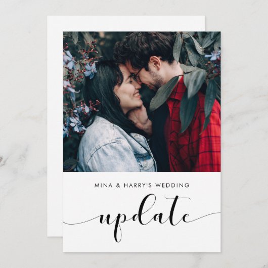Elegante fotoaankondiging voor trouwupdate aankondiging (Voorkant / Achterkant)