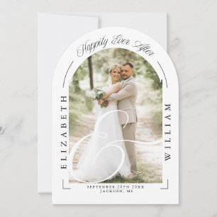 Elegante Fotoboog Calligrafie Bruiloftsreceptie Kaart