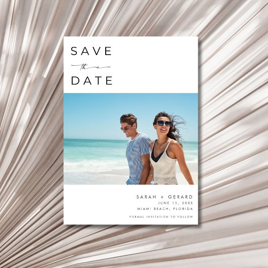 Elegante fotobruiloft Bestemming Strand Save The Date