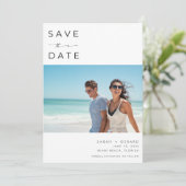 Elegante fotobruiloft Bestemming Strand Save The Date (Staand voorkant)