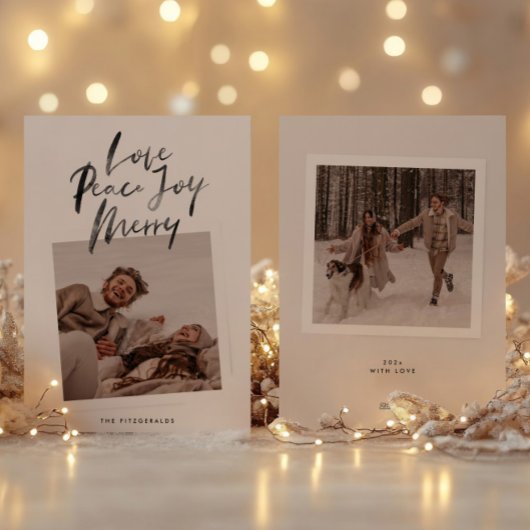 elegante fotocabine religieuze LIEFDE VREDE VREUGD Feestdagenkaart