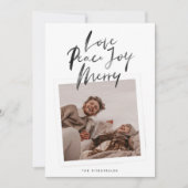 elegante fotocabine religieuze LIEFDE VREDE VREUGD Feestdagenkaart (Voorkant)