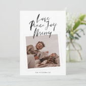 elegante fotocabine religieuze LIEFDE VREDE VREUGD Feestdagenkaart (Staand voorkant)