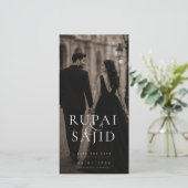 Elegante fotocabine Save The Date kaart. (Staand voorkant)
