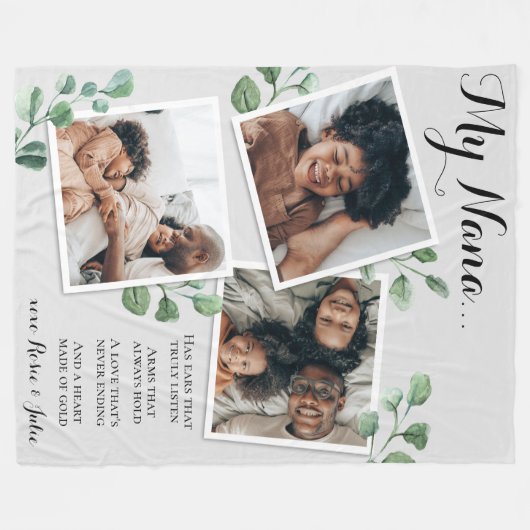 Elegante fotocollage citaat oma kleinkinderen fleece deken (Voorkant (Horizontaal))