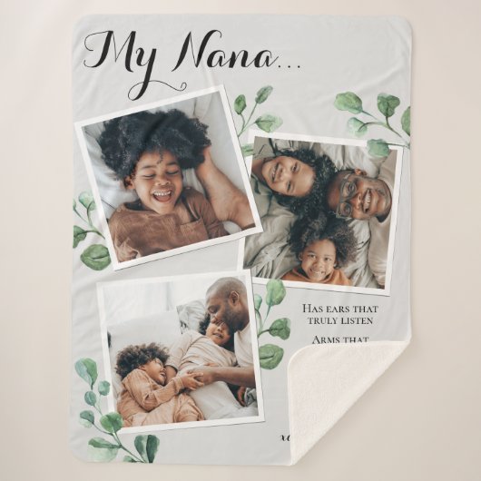 Elegante fotocollage citaat oma kleinkinderen sherpa deken (Voorkant)