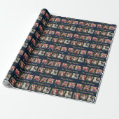 Elegante Fotocollage Custom Merry Christmas Plaid Cadeaupapier (Uitgerold)