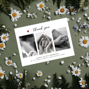 Elegante Fotocollage Dank Je Wel Baby Shower Bedankkaart