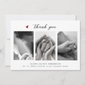Elegante fotocollage Dank u Baby shower Bedankkaart (Voorkant)