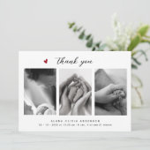 Elegante fotocollage Dank u Baby shower Bedankkaart (Staand voorkant)