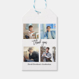 Elegante fotocollage diploma-uitreikingsfeestje cadeaulabel