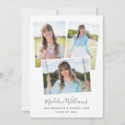 Elegante fotocollage diploma-uitreikingsfeestje kaart (Voorkant)