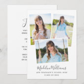 Elegante fotocollage diploma-uitreikingsfeestje kaart (Voorkant / Achterkant)