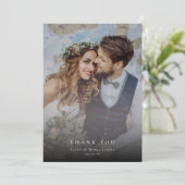 Elegante fotocollage Dusty Blue Wedding Bedankkaart (Staand voorkant)