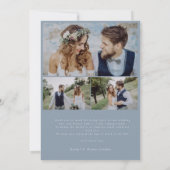 Elegante fotocollage Dusty Blue Wedding Bedankkaart (Achterkant)
