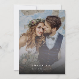 Elegante fotocollage Dusty Blue Wedding Bedankkaart