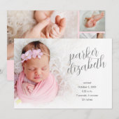 Elegante fotocollage geboorte aankondiging (Voorkant / Achterkant)