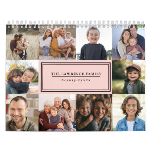 ELEGANTE FOTOCOLLAGE GEZINSFOTO 2027 ROZE GLOED KALENDER