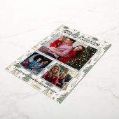 Elegante Fotocollage moderne kerstbomen Folie Feestdagenkaart (Gedraaid)