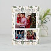 Elegante Fotocollage moderne kerstbomen Folie Feestdagenkaart (Staand Voorkant)
