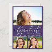 Elegante fotocollage Paarse afstudeerfeest Kaart (Voorkant)
