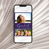 Elegante fotocollage Paarse afstudeerfeest Kaart