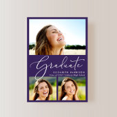 Elegante fotocollage Paarse afstudeerfeest Kaart