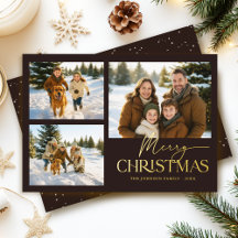 Elegante fotocollage Prettig kerstfeest Zwart Goud