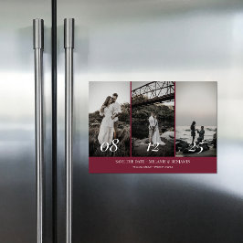 Elegante Fotocollage Roze Roze Save the Datekaartj Magnetische Uitnodiging