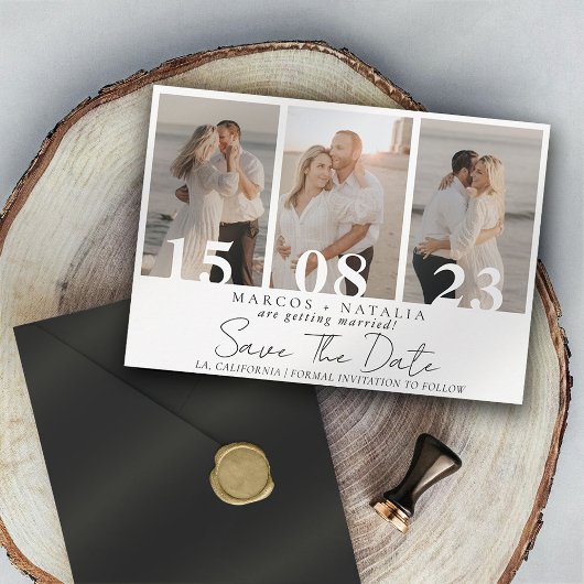 Elegante Fotocollage Save the Date Huwelijk Kaart