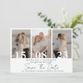 Elegante Fotocollage Save the Date Huwelijk Kaart (Staand voorkant)