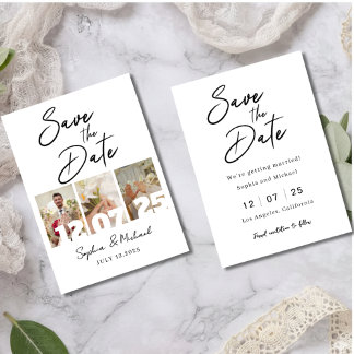 Elegante Fotocollage Save the Date Kaart