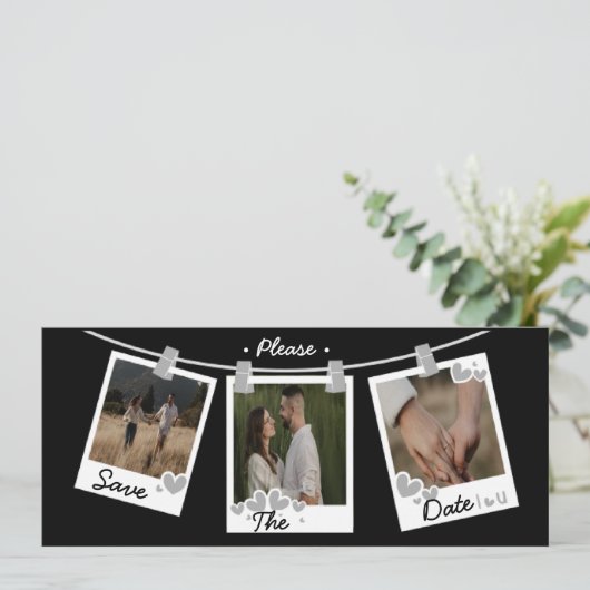 Elegante fotocollage Sla de datum op Kaart (Staand voorkant)
