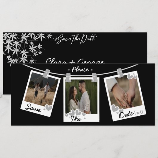 Elegante fotocollage Sla de datum op Kaart (Voorkant / Achterkant)