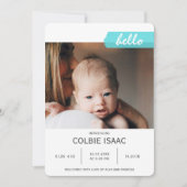 Elegante fotocollage turquoise washi tape baby geb aankondiging (Voorkant)