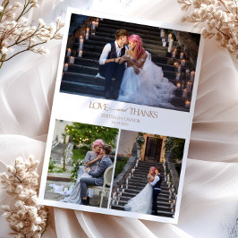 Elegante Fotocollage Typografie bericht Trouwen Bedankkaart