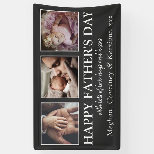 Elegante, fotocollage Vaderdag Spandoek (Verticaal)