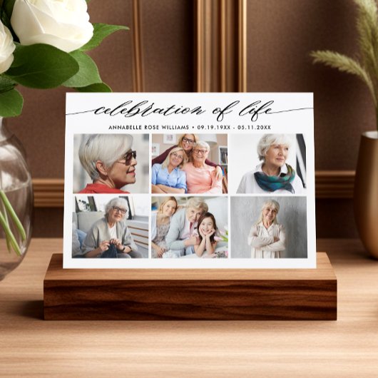 Elegante fotocollage viering van Life Memorial Kaart