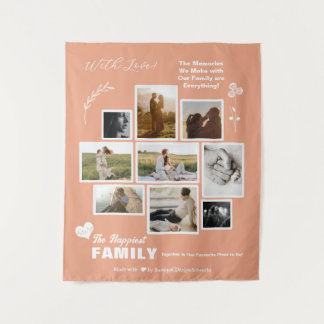 Elegante Fotocollage voor Koppel Familie Vrienden Wandkleed