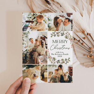 Elegante Fotocollage Vrolijke Kerstvakantie Kaart