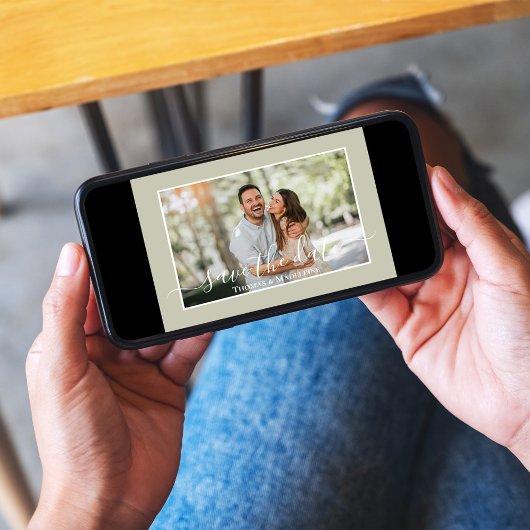 Elegante Fotocollage Wedding Save the Date Kaart