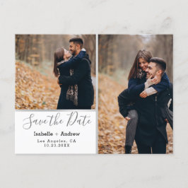 Elegante Fotocollage Wit Zilver Save the Date Aankondigingskaart
