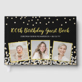 Elegante Fotocollage Zilver Goud 100e Verjaardag Gastenboek (Voorkant)