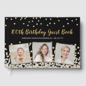 Elegante Fotocollage Zilver Goud 100e Verjaardag Gastenboek (Voorkant)