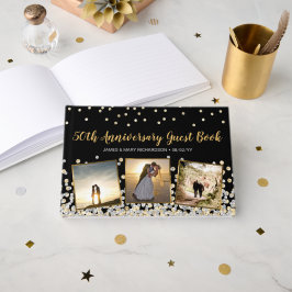 Elegante Fotocollage Zilver Goud 50ste Verjaardag Gastenboek