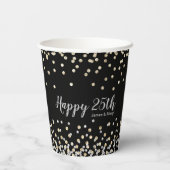 Elegante fotocollage zilvergoud 25e Jubileum Papieren Bekers (Achterkant)