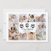 Elegante Fotocollage Zwart Wit Kerstmis Feestdagenkaart (Voorkant)