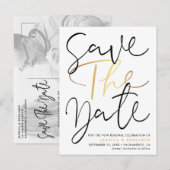Elegante Fotogelofte Vernieuwing Save the Date Aankondigingskaart (Voorkant / Achterkant)
