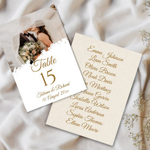 Elegante Fotogoud Schrift Tafelnummerkaart Kaart